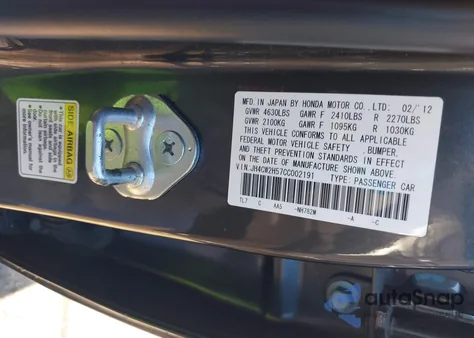 2012 Acura Tsx 2.4 from USA, damaged, VIN JH4CW2H57CC002191